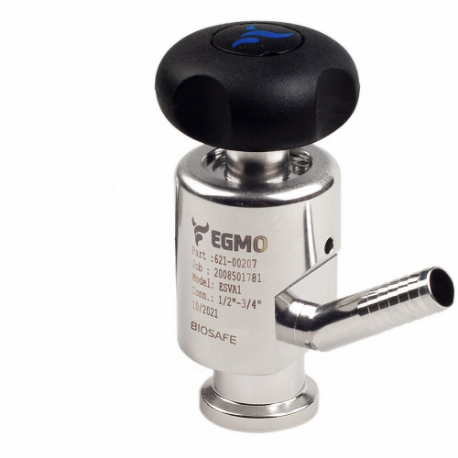 Manual Sanitary Sampling Valve, 1/2 in, Clamp, 316L Stainless Steel