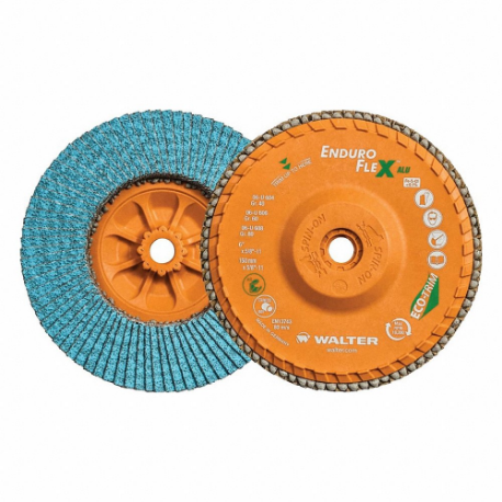 WALTER SURFACE TECHNOLOGIES 06U604 Flap Disc Aluminum, Type 27, 6 Inch x 5/8 11, Zirconia Alumina, 40 Grit | CU9CBZ 804CH9
