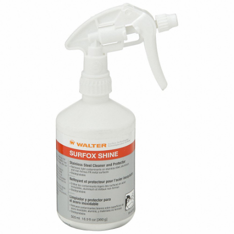 WALTER SURFACE TECHNOLOGIES 54A093 Stainless Steel Cleaner, Surfox Shine, 500 Ml, Spray Bottle | CU9BYB 39CH23