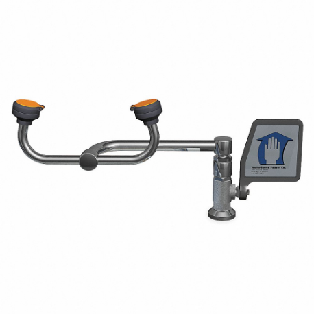 Plumbed Eyewash, Counter Mnt, Eyes Coverage, Uncovered, Push Plate