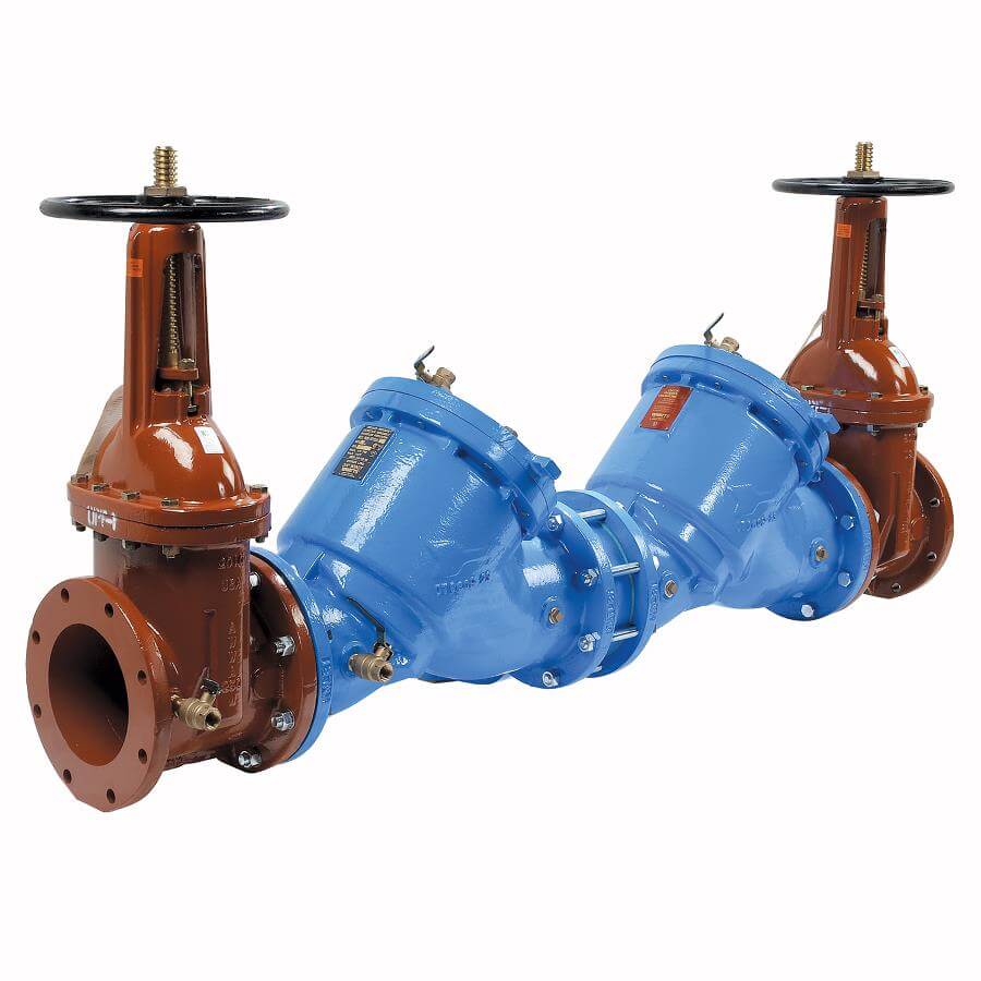 Reduced Pressure Zone Backflow Preventer, 4 Inch Pipe Size, 110 Deg F, Cast Iron