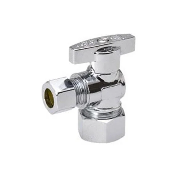Comprss Angle Stop Valve, 5/8 x 3/8 Inch OD