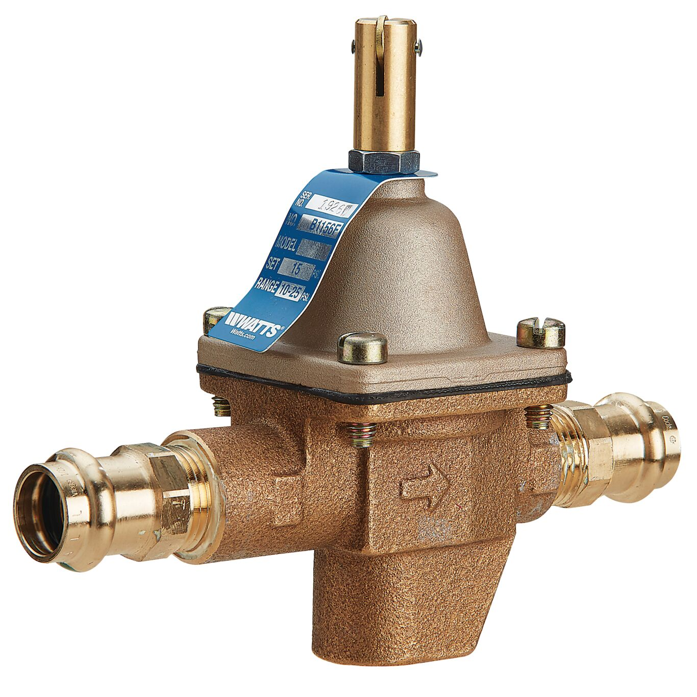 Boiler Feed Water Pressure Regulator, FNPT x F, 1/2 Inch Pipe Size, Bronze, 10 to 25 PSI