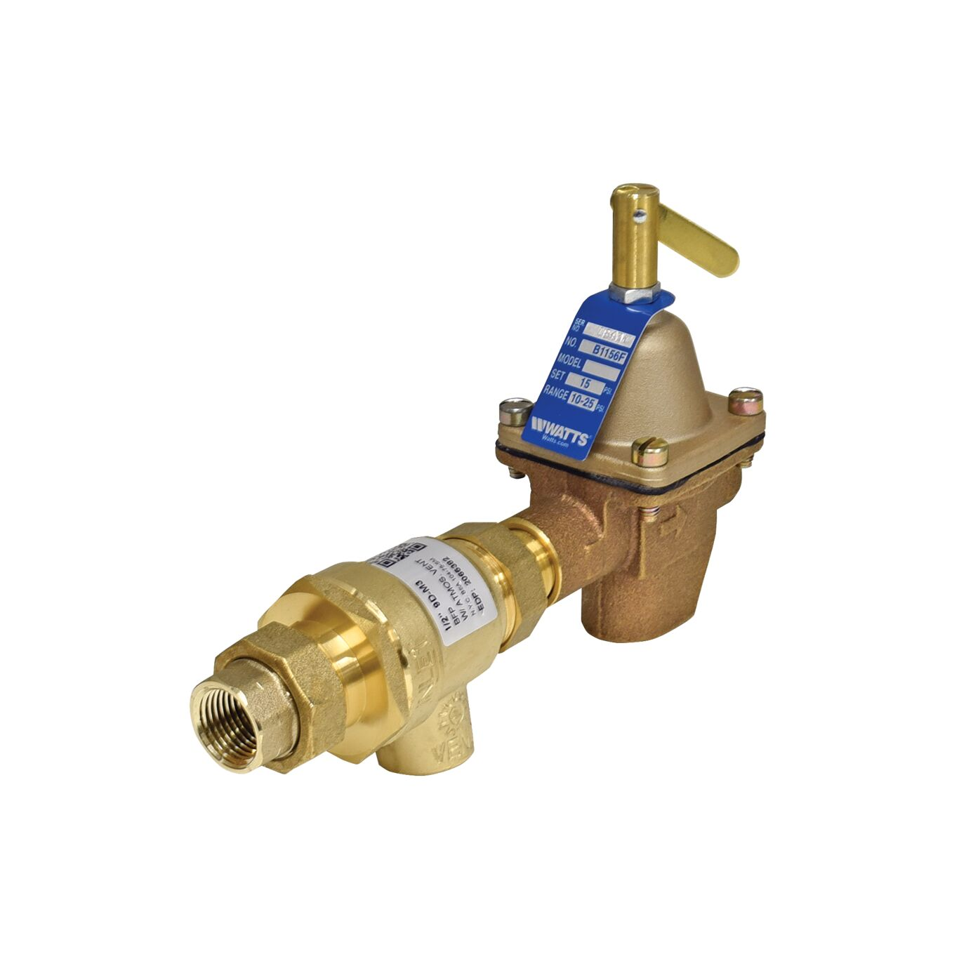 WATTS B911T-M3 Fill Valve And Backflow Preventer, 1/2 Inch Inlet, 6.9 Bar Pressure | BQ3UTT 0386463