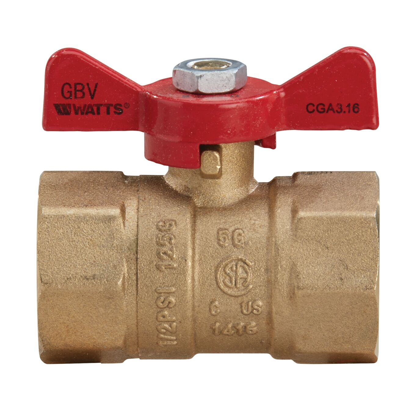 WATTS GBV 1 Ball Valve, 1 Inch Inlet, 125 Deg. F Max. Temp., 5 Psi | CA9NQV 0545007