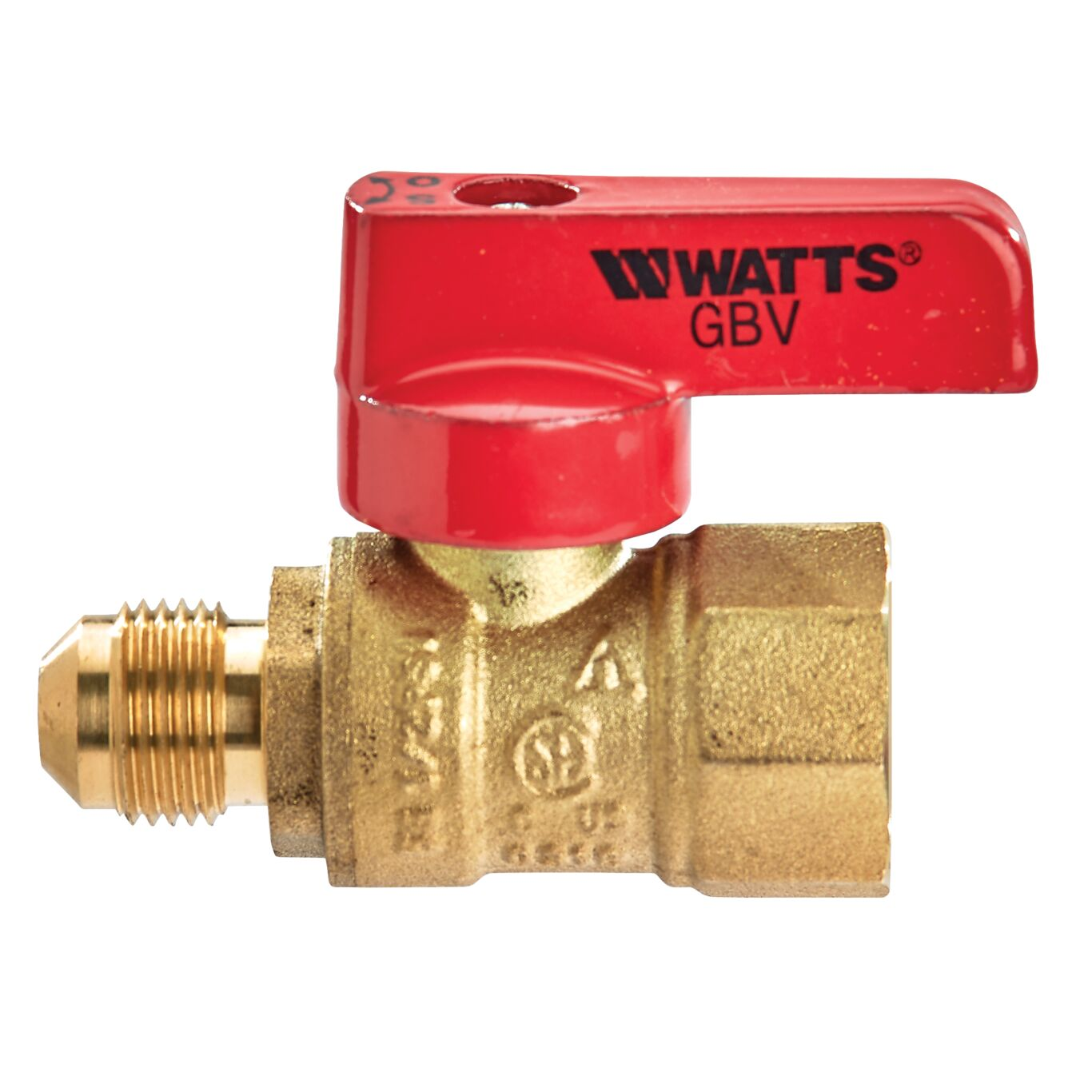 WATTS GBV-FL 1/2X3/8 Ball Valve, 1/2 Inch Inlet, 125 Deg. F Max. Temp., 5 Psi | BY8LKZ 0545002