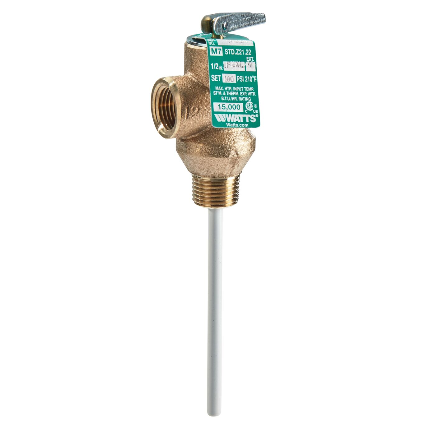 WATTS LF1XL 150-210 1/2 Temperature And Pressure Relief Valve, 1/2 Inch Size, 150 Psi Relief Pressure | BP4FVK 0121325