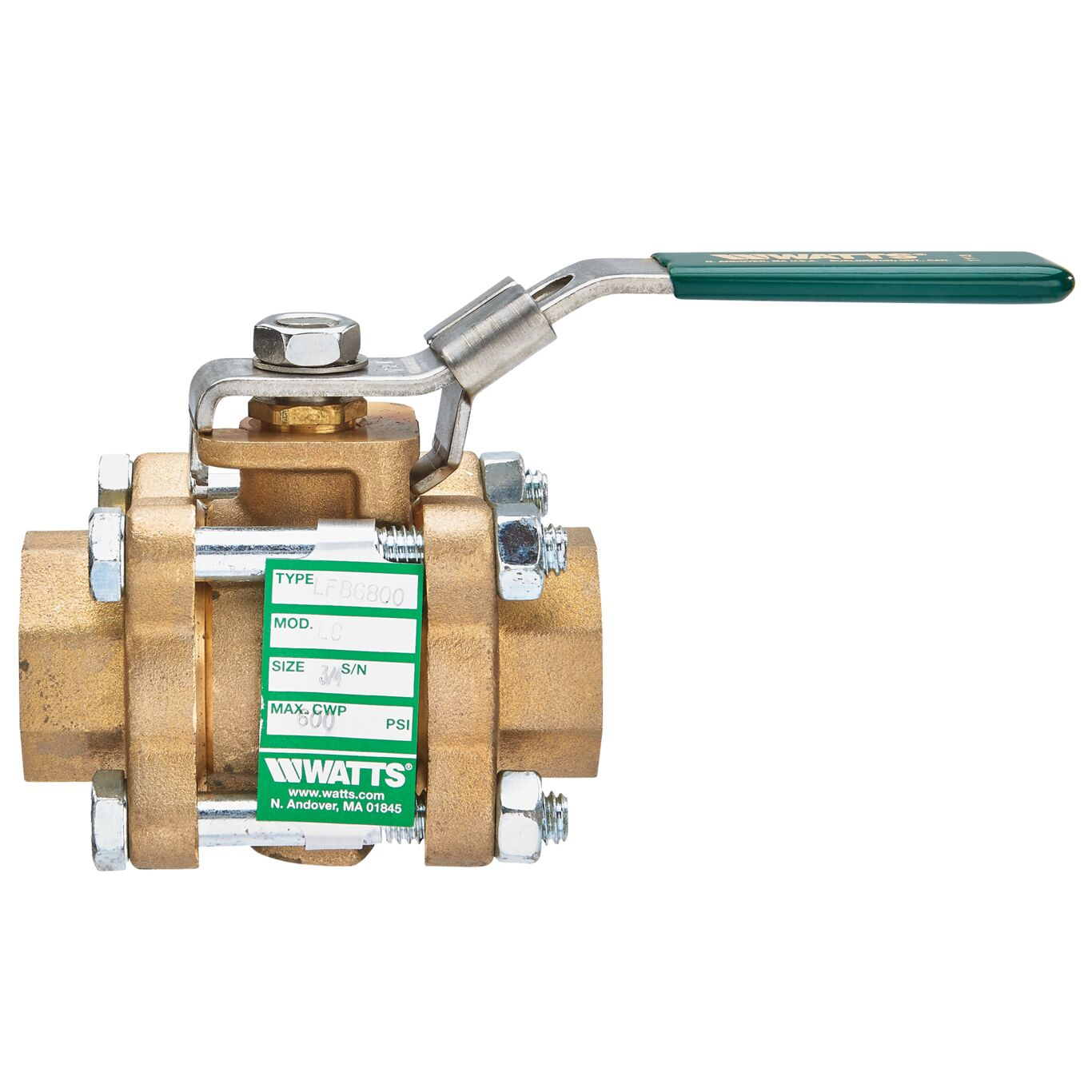 WATTS LFB6800-LC 2 Ball Valve, 2 Inch Inlet, 450 Deg. F Max. Temp., 400 Psi | CC6UZM 0125243