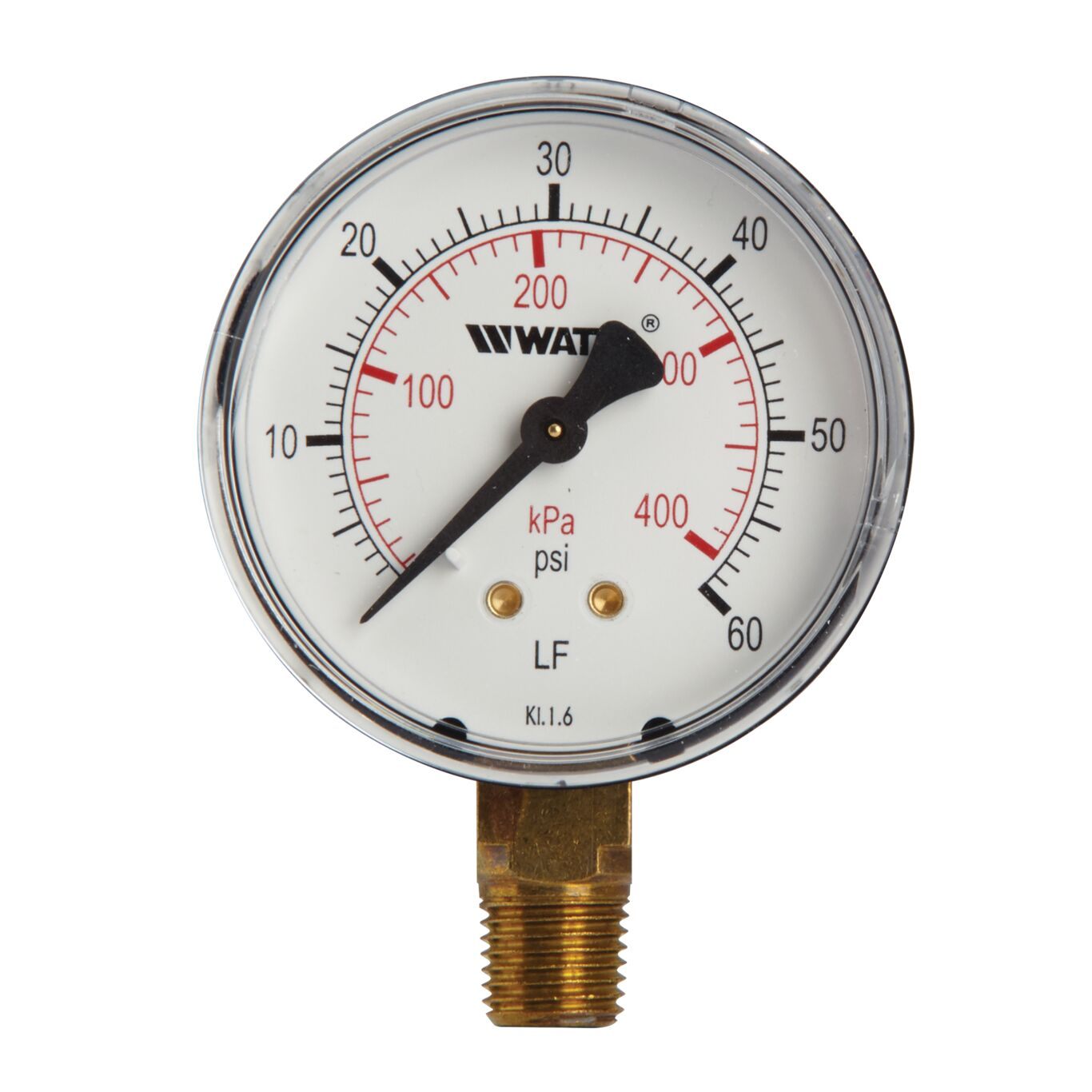 WATTS LFDPG1-2 0-60 1/4 Pressure Gauge, 1/4 Inch Inlet, -4 To 176 Deg. F, 0 To 60 Psi | BT6KGX 0121632