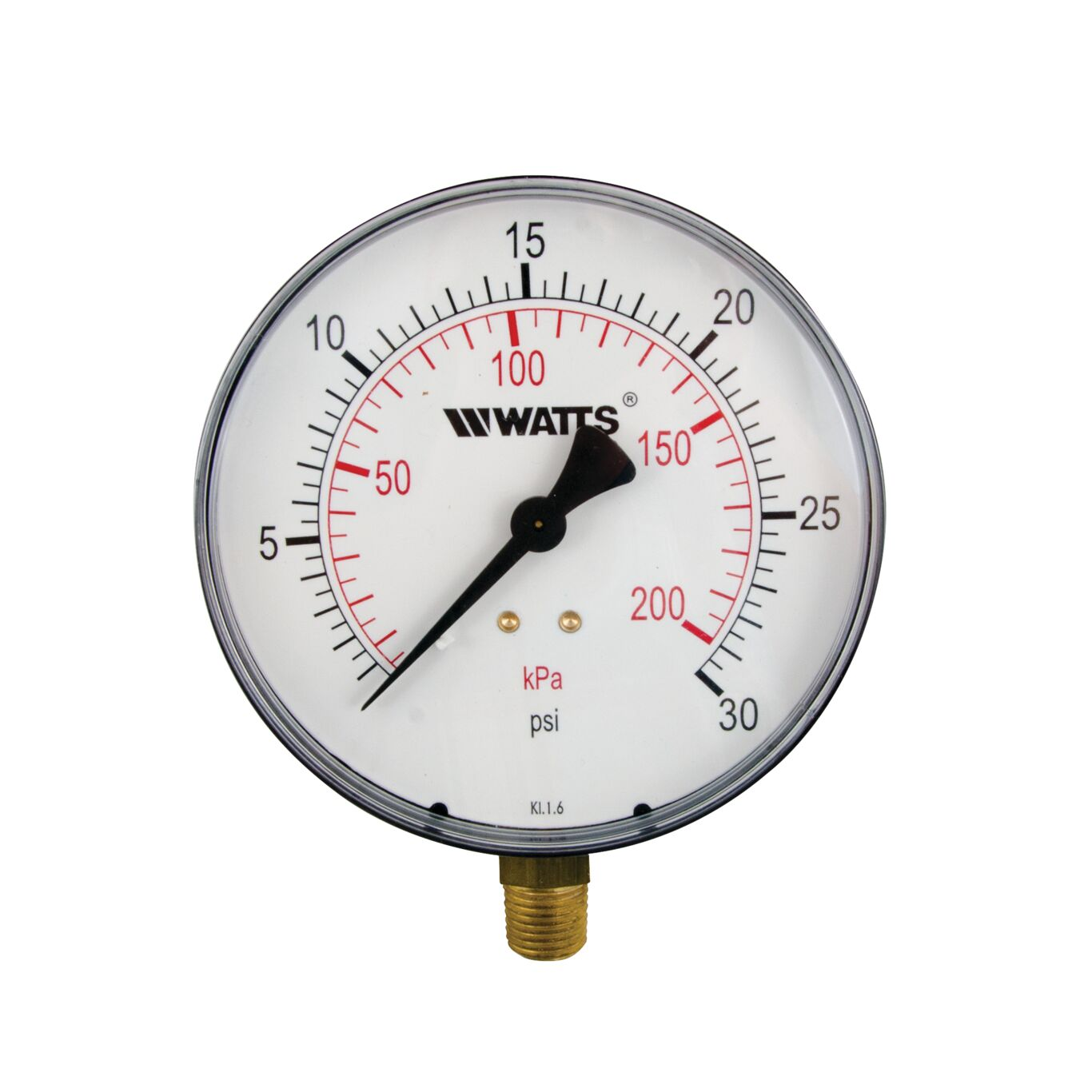 WATTS LFDPG1-2 1/2 0-30 1/4 Pressure Gauge, 1/4 Inch Inlet, -4 To 176 Deg. F, 0 To 30 Psi | BT6KGZ 0121638