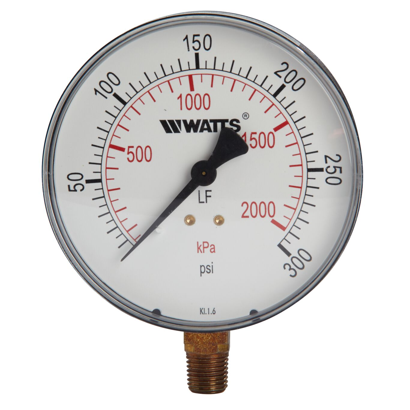 WATTS LFDPG1-2 1/2 0-300 1/4 Pressure Gauge, 1/4 Inch Inlet, -4 To 176 Deg. F, 0 To 300 Psi | BT6KHD 0121643