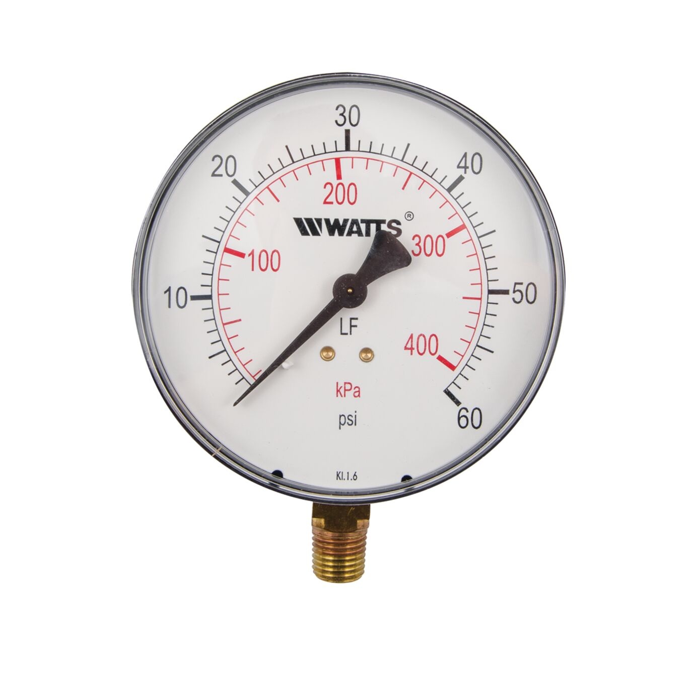 WATTS LFDPG1-4 0-60 1/4 Pressure Gauge, 1/4 Inch Inlet, -4 To 176 Deg. F, 0 To 60 Psi | BT6KHF 0121653