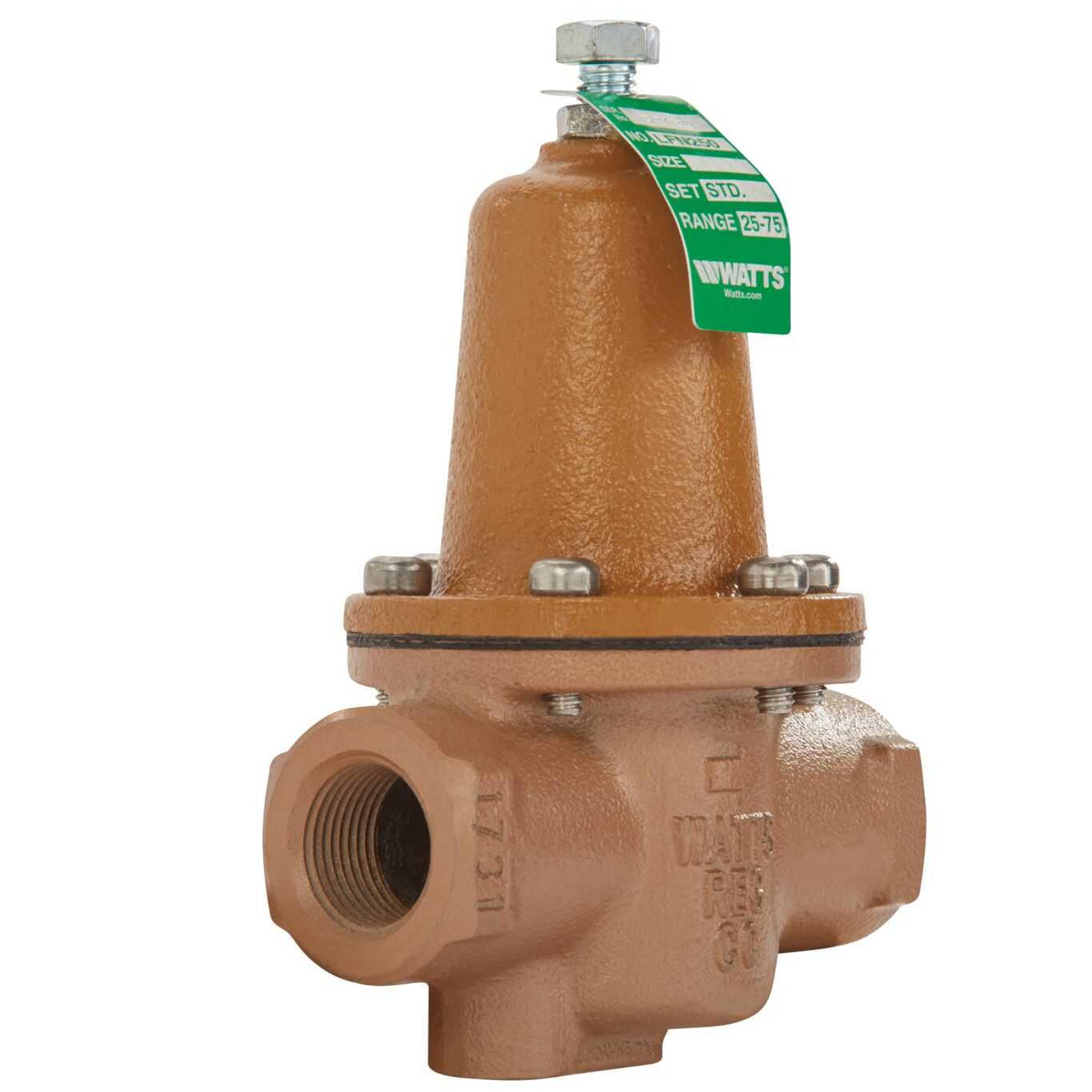 WATTS LFN250B-Z2-020 3/4 Water Pressure Reducing Valve, 25 To 75 Psi, 3/4 Inch Size, Iron | BP2VVJ 0121246