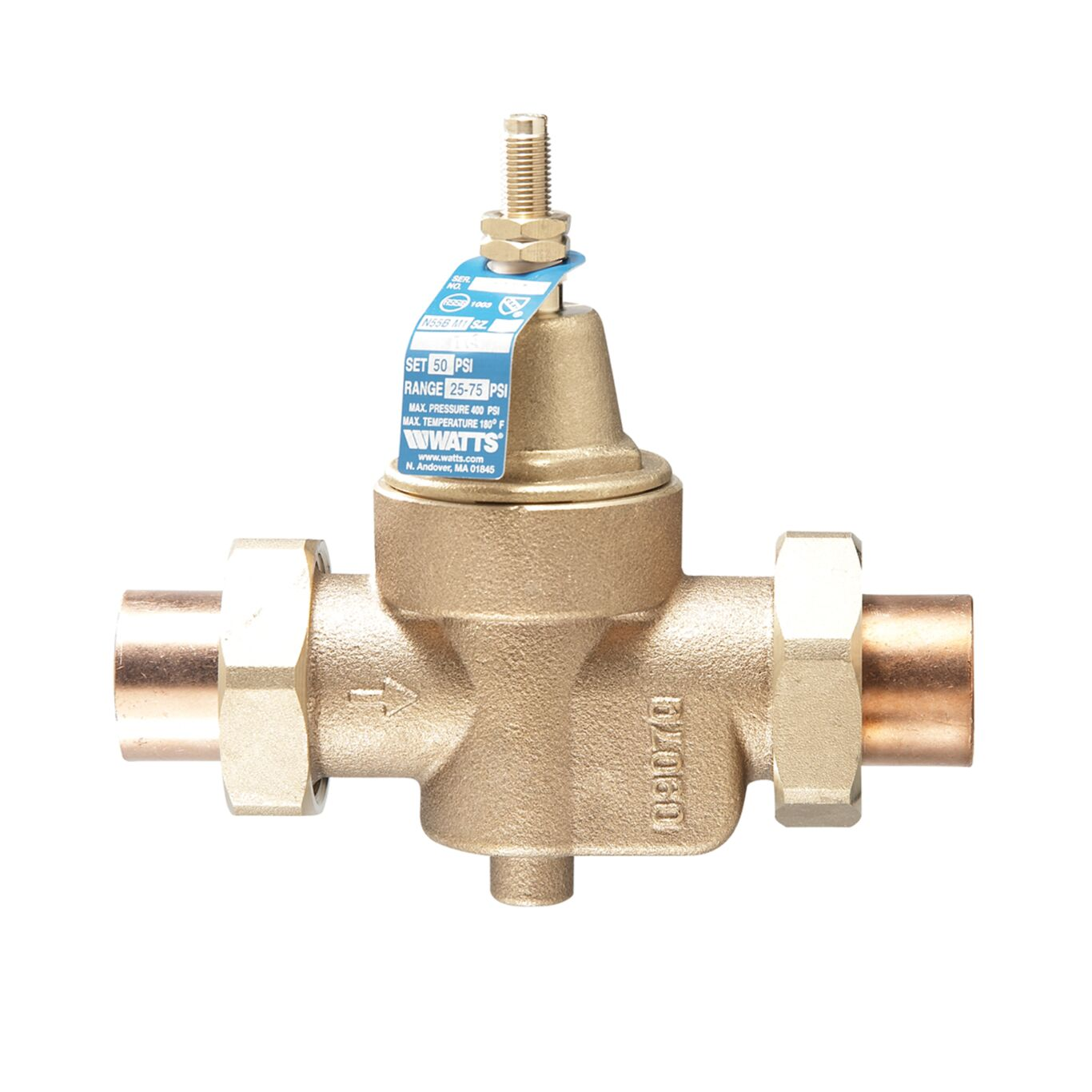 WATTS LFN55BM1-DU-S 3/4 IN Water Pressure Reducing Valve, 3/4 Inch Inlet, 27.6 Bar Pressure | BP4DUV 0009586