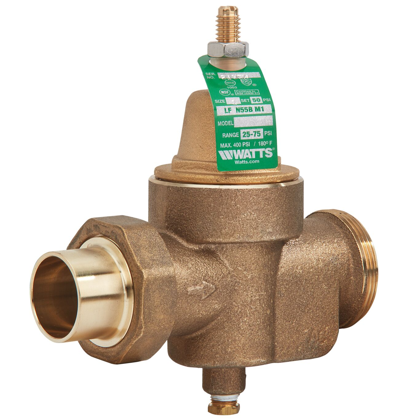 WATTS LFN55BM1-US-G 1 Water Pressure Reducing Valve, 1 Inch Inlet, 27.6 Bar Pressure | BQ6JNX 0009645
