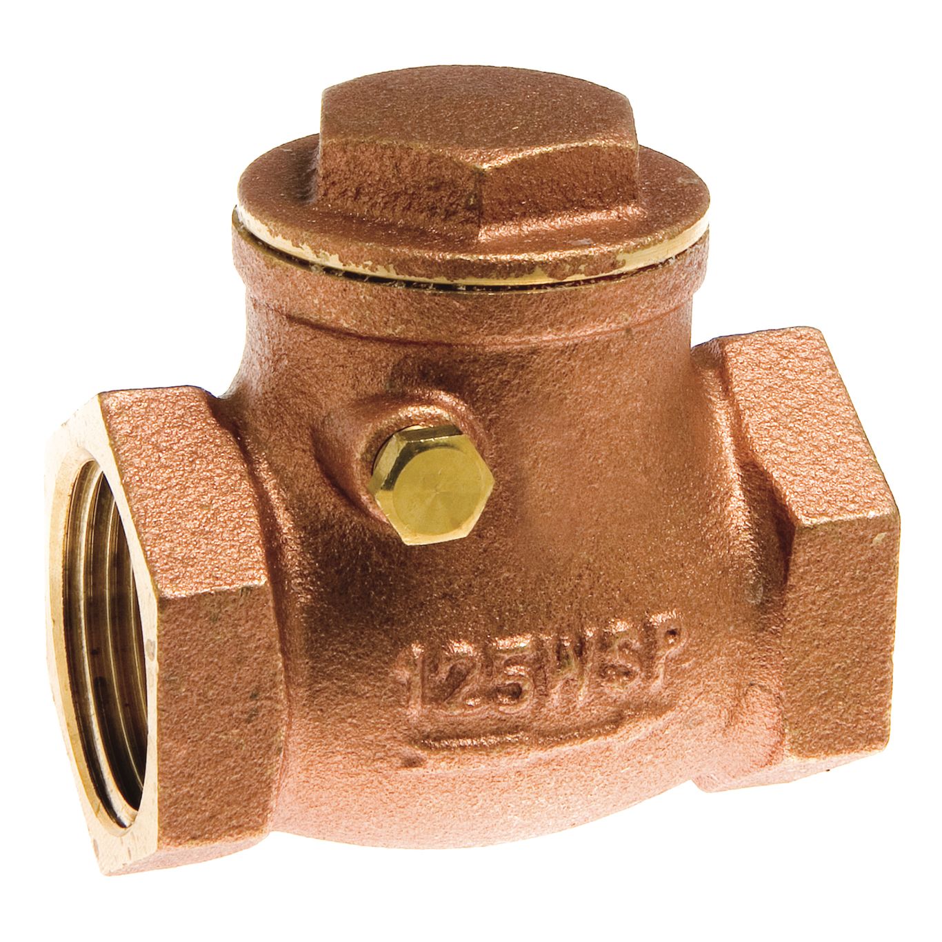 WATTS LFWCV 1 Swing Check Valve, Tee, 200 Psi, 1 Inch Size, Brass | BY6KXL 0123496