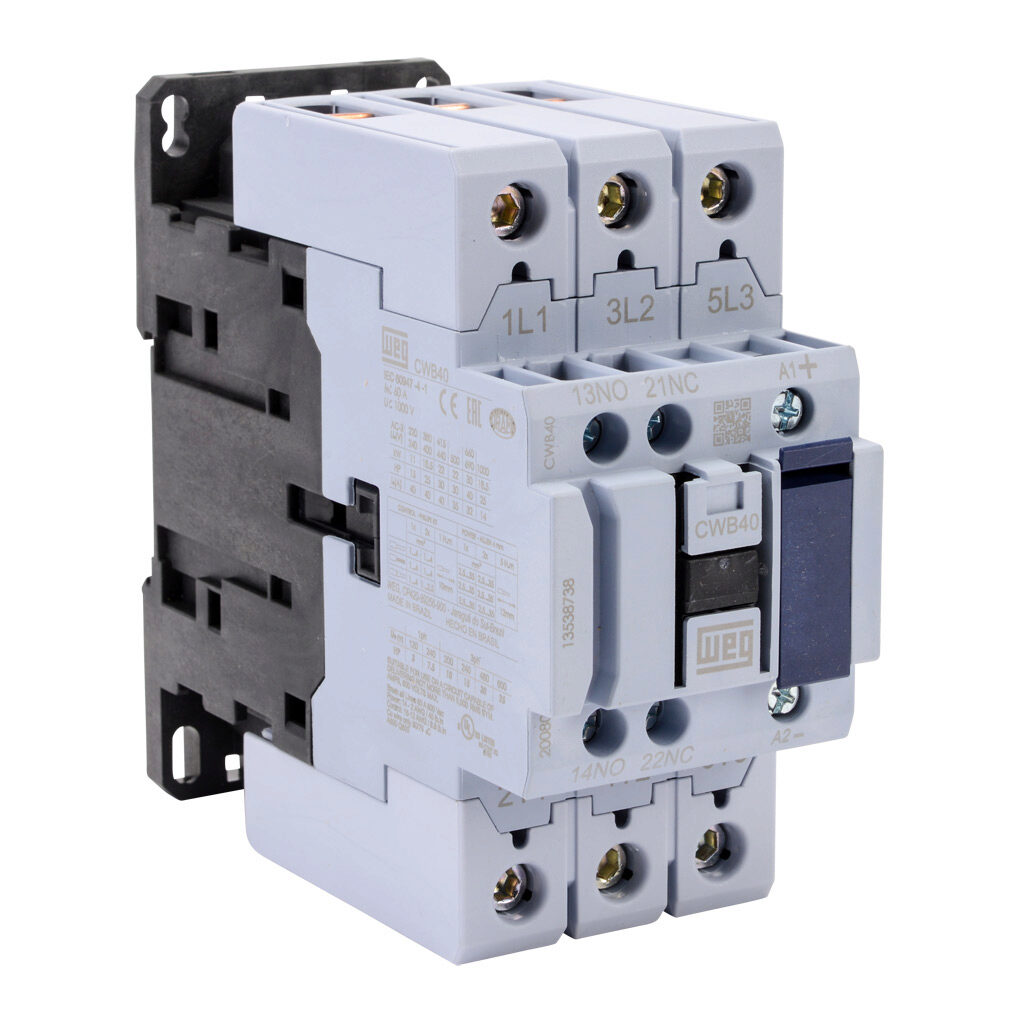 WEG CWB40-11-30C03 Iec Contactor, 40A, 3 N.O. Power Poles, 1 N.O./1 N.C. Auxiliary Contacts | CV6TBH