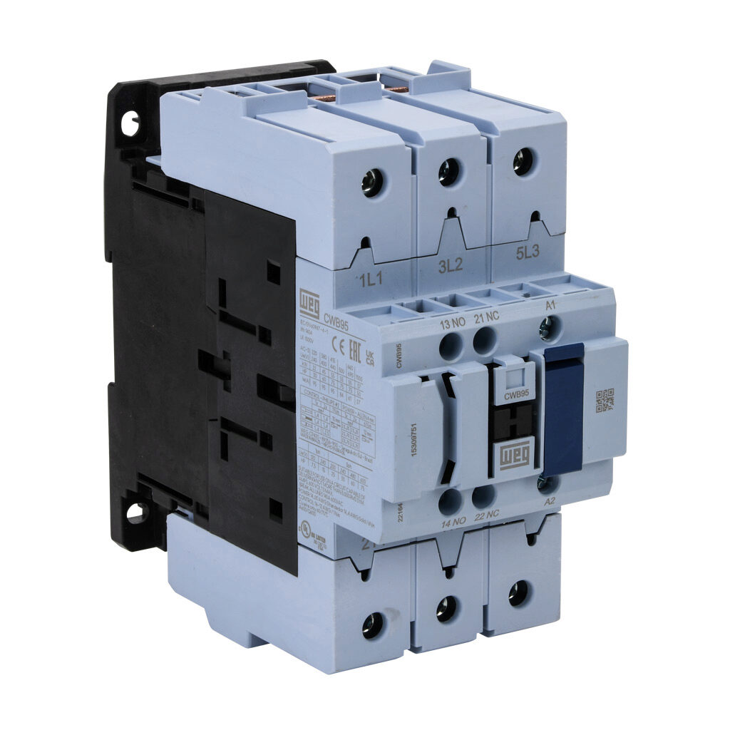 WEG CWB95-11-30D39 Iec Contactor, 95A, N.O. Power Poles, 1 N.O./1 N.C. Auxiliary Contacts | CV6TBZ