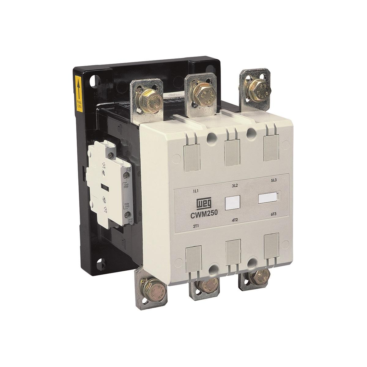 Contactor, 250 A Rated, 3 NO Main Contact, 2 NO, 2 NC Aux Contact, 110-130V 50/60Hz-DC