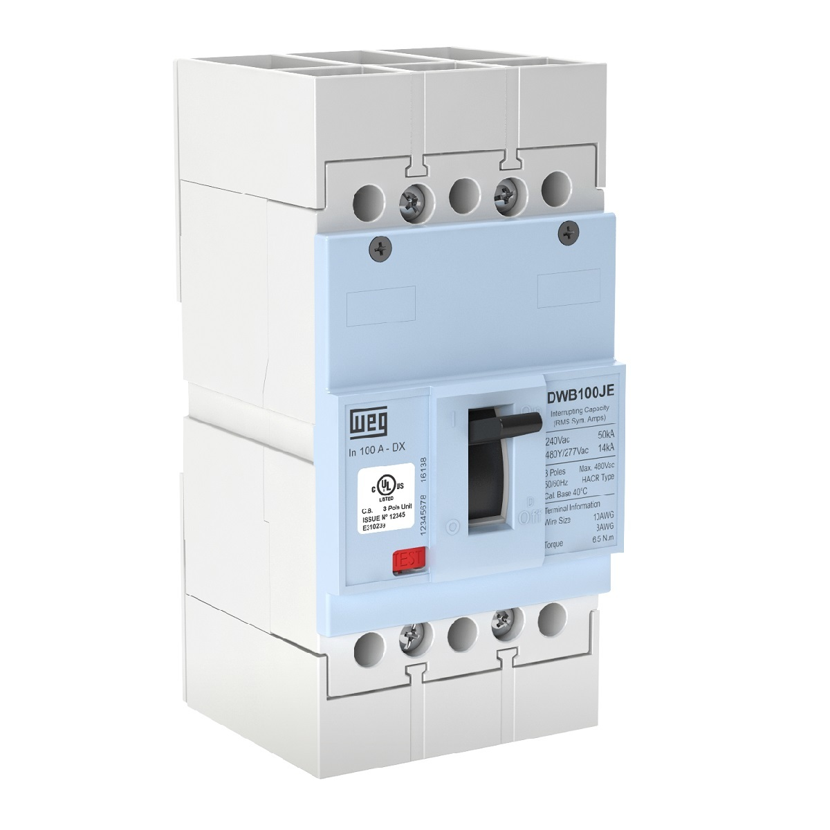 Circuit Breaker, 25A, 3 Poles, 100 Frame Size, 10 kA Breaker Interrupting Capacity 480V UL-100 Percent