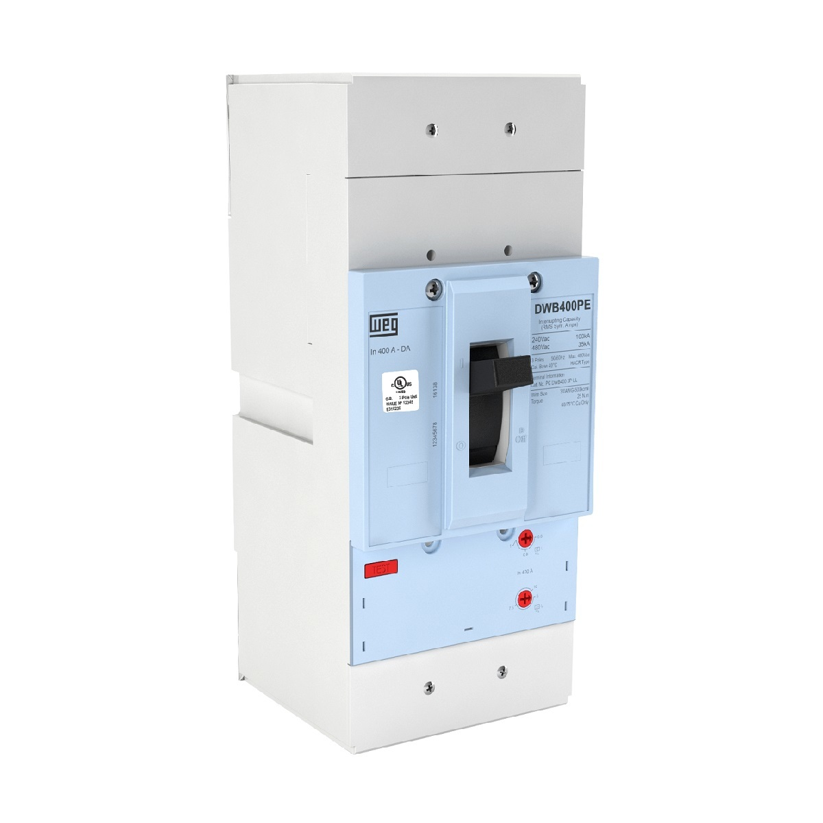 Circuit Breaker, 250A, 3 Poles, 400 Frame Size, 14 kA Breaker Interrupting Capacity 480V UL-80 Percent