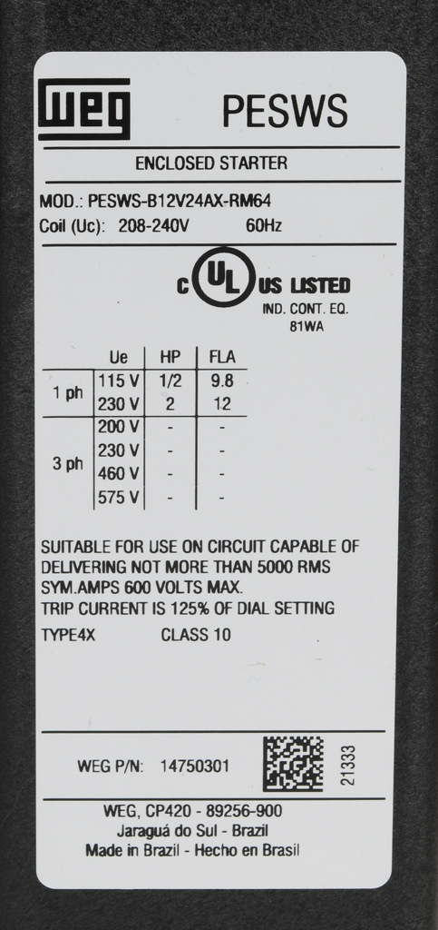 WEG PESWS-B12V24AX-RM64 4