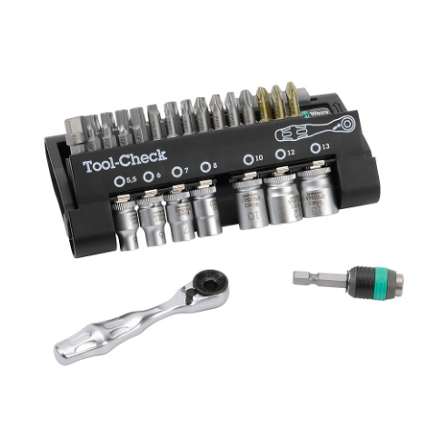 Tool-Check Driver Bit And Socket Set With Mini Bit Ratchet