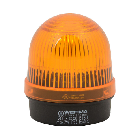 WERMA 20030000 Incandescent Industrial Signal Beacon, 57mm, Yellow, Permanent, IP65, Base Mount | CV6LUV