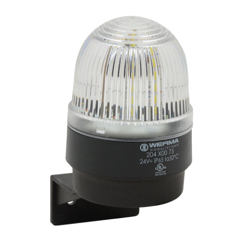 WERMA 20440075 Industrial Signal Beacon, 58mm, Clear/White, Permanent, Bracket Mount, 24 VAC/VDC | CV6LWE