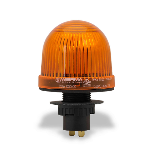 WERMA 20630000 Incandescent Industrial Signal Beacon, 57mm, Yellow, Permanent, IP65, 22.5mm Panel Mount | CV6LWW