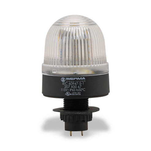 WERMA 20740067 Industrial Signal Beacon, 58mm, Clear/White, Permanent, 22.5mm Panel Mount, 115 VAC | CV6LXA