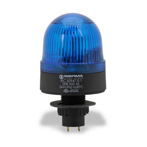 WERMA 20850055 Industrial Signal Beacon, 58mm, Blue, Flashing Strobe, IP65, 22.5mm Panel Mount, 24 VDC | CV6LXK