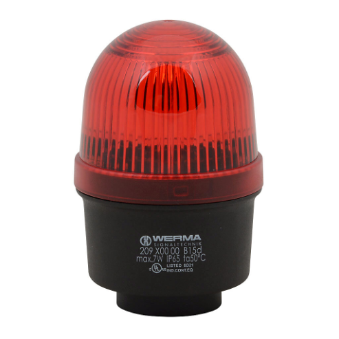 WERMA 20910000 Incandescent Industrial Signal Beacon, 57mm, Red, Permanent, IP65, Tube Mount | CV6LXM
