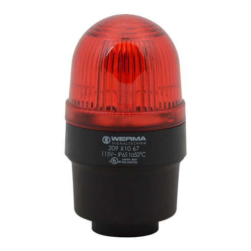 WERMA 20911067 Industrial Signal Beacon, 58mm, Red, Permanent, Tube Mount, 115 VAC | CV6LXN