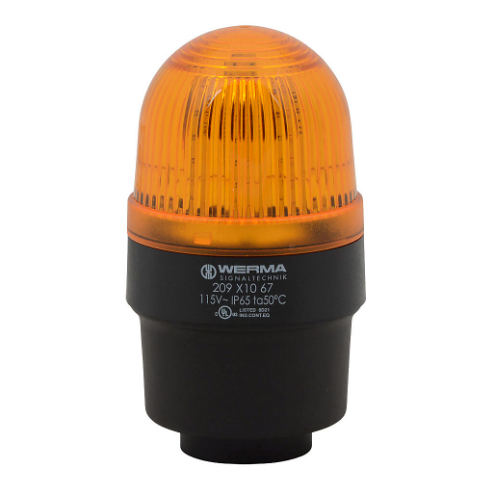 WERMA 20931067 Industrial Signal Beacon, 58mm, Yellow, Permanent, Tube Mount, 115 VAC | CV6LXX