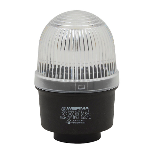 WERMA 20940000 Incandescent Industrial Signal Beacon, 57mm, Clear/White, Permanent, IP65, Tube Mount | CV6LYB
