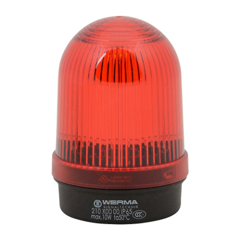 WERMA 21010000 Incandescent Industrial Tall Signal Beacon, 57mm, Red, Permanent, IP65, Base Mount | CV6LYM