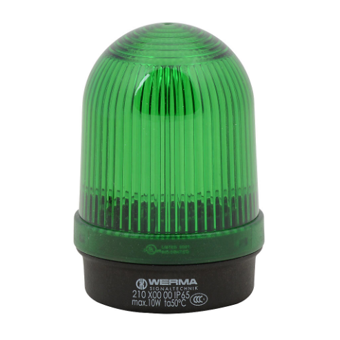 WERMA 21020000 Incandescent Industrial Tall Signal Beacon, 57mm, Green, Permanent, IP65, Base Mount | CV6LYN