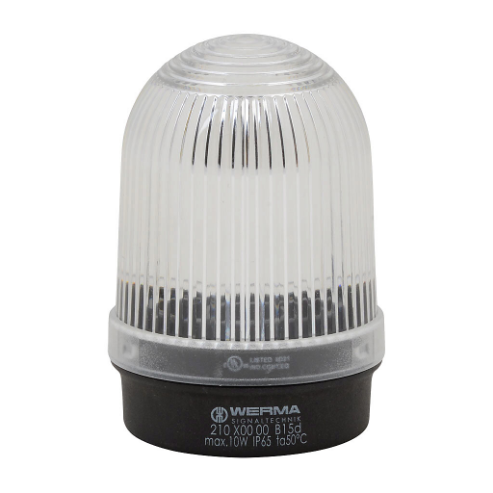 WERMA 21040000 Incandescent Industrial Tall Signal Beacon, 57mm, Clear/White, Permanent, IP65 | CV6LYQ