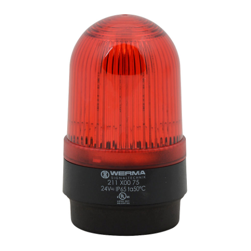 WERMA 21110075 Industrial Tall Signal Beacon, 58mm, Red, Permanent, IP65, Base Mount, 24 VAC/VDC | CV6LYU