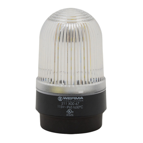 WERMA 21140067 Industrial Tall Signal Beacon, 58mm, Clear/White, Permanent, IP65, Base Mount, 115 VAC | CV6LYZ