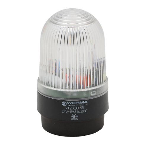 WERMA 21240055 Industrial Tall Signal Beacon, 58mm, Clear/White, Flashing Strobe, IP65, Base Mount | CV6LZK