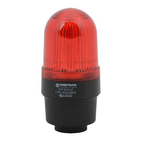 WERMA 21911067 Industrial Tall Signal Beacon, 58mm, Red, Permanent, IP65, Tube Mount, 115 VAC | CV6MAT