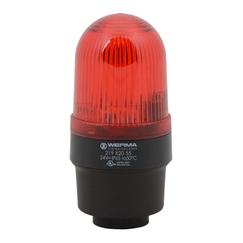 WERMA 21912055 Industrial Tall Signal Beacon, 58mm, Red, Flashing Strobe, IP65, Tube Mount, 24 VDC | CV6MAV