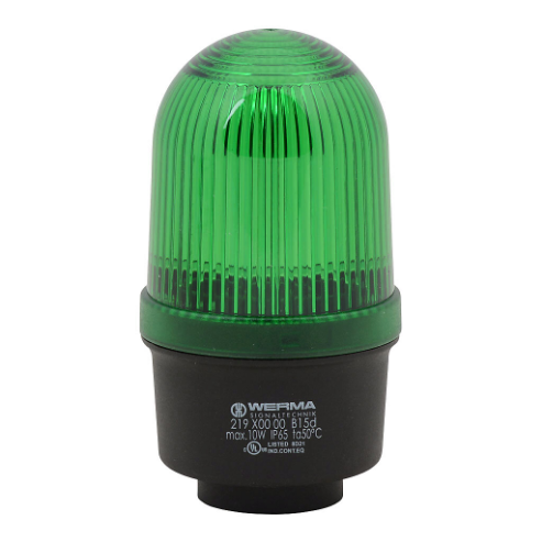 WERMA 21920000 Incandescent Industrial Tall Signal Beacon, 57mm, Green, Permanent, IP65, Tube Mount | CV6MAX