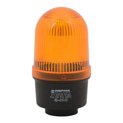 WERMA 21930000 Incandescent Industrial Tall Signal Beacon, 57mm, Yellow, Permanent, IP65, Tube Mount | CV6MBA