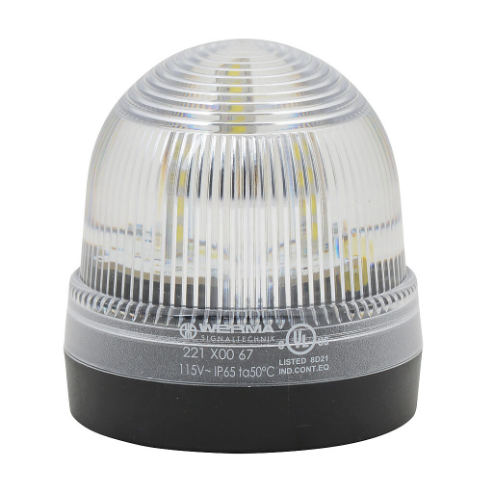 WERMA 22140067 Industrial Signal Beacon, 75mm, Clear/White, Permanent, Base Mount, 115 VAC | CV6MCD