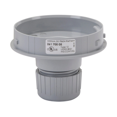 WERMA 26170005 Tube Adapter, Tube Mount, 1/2 Inch Npt Thread Type, 85mm Dia., 64mm Height, Gray | CV6LMX