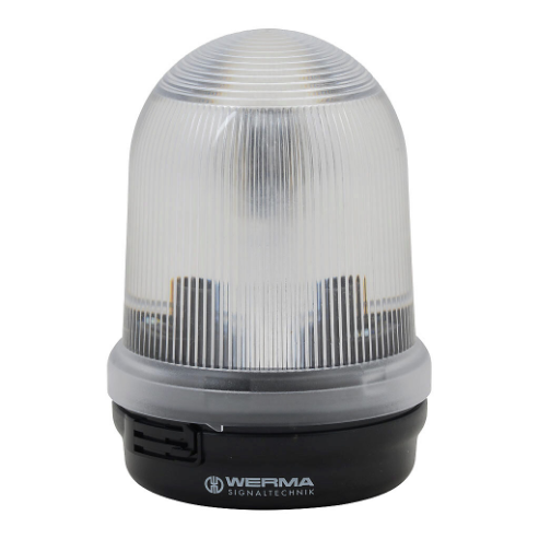 WERMA 82640000 Incandescent Industrial Signal Beacon, 98mm, Clear/White, Permanent, IP65, Base Mount | CV6MNN