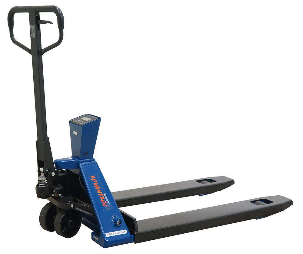 Battery Powered Scale Pallet Truck with 27 x 45 Inch Forks, 4400 lbs Capacity